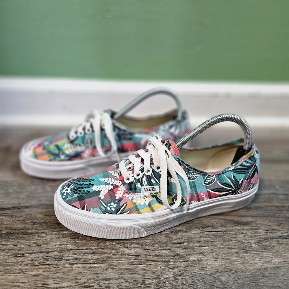 Vans Teal & White Hawaiian Floral Authentics